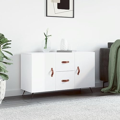 Annlera Sideboard Moderne Schrank Beistellschrank Aufbewahrungsschrank Stilvollen Buffetschrank für Wohnzimmer Schlafzimmer oder Flur Minimalistischen Design Hochglanz-Weiß 100x36x60 cm