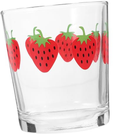 CONGARTENO Durchsichtige Kaffeetassen Glasbecher Trinkbecher Mit Erdbeermuster Teetasse Aus Klarem Glas Wasser Und Saftbecher Kaffeebecher Aus Glas Kaffeeglas Milchkaffeetassen