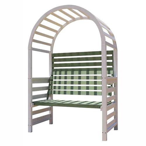 Gtzly Wooden Outdoor Bench with Garden Arch, Archway Pergola with Natural Wood Build, 2 Person Ergonomic Benches for Small Yards, Awning Front Porch, Front Door, Backyard(Green)