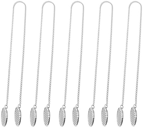 SYEYCW 5 Stück Serviettenkette, 56cm Metall Serviettenklammern, Tragbare Serviettenkettchen, Serviettenhalter Kette, Serviette Clips mit Klammern, für Erwachsene Senioren, Kinder, Silber