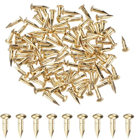 M METERXITY 100-Pack Small Tiny Nails, 2mm x 10mm Brass Precision MIni Nails Hardware Round Head for Wooden/DIY Crafts Decorative/Household Accessories/Picture Hanging