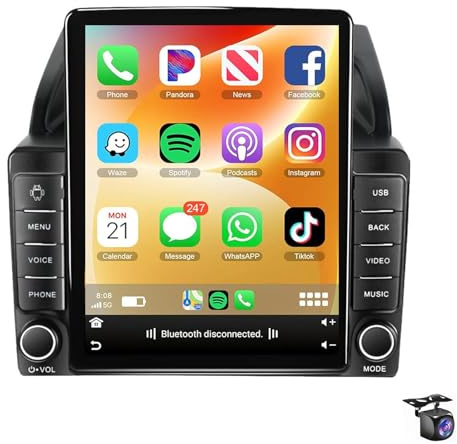 LiteGauge Estéreo para automóvil Android para K-IA Carnival VQ 2006-2014 Carplay inalámbrico Android Auto Pantalla táctil HD de 9.7″ GPS WiFi Bluetooth Radio FM/RDS EQ SWC Cámara Canbus Mic