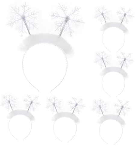 ARTSEWPLY 6 Stück Teiliges Schneeflocken Haarreif Weiß Weihnachtskopfschmuck Festliche Deko Xmas Haarband für Party Karneval Kostüm