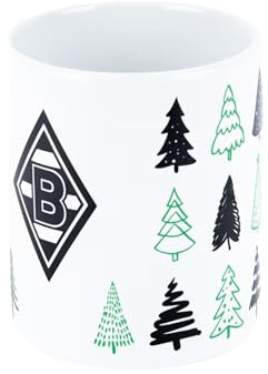 Borussia Mönchengladbach VfL BMG Tasse Christmastrees | Offizieller Fanartikel Fohlenshop | Mit Vereinslogo & Tannenbaum-Motiv | 0,3 l | Keramik | Perfekte Weihnachtstasse für Fans