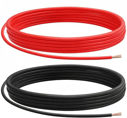 QWORK® 18 AWG 0,83mm² Silicone Wire, 2.5m Black and 2.5m Red, 150 Strands Tinned Copper Electrical Cable Flexible Battery Cable