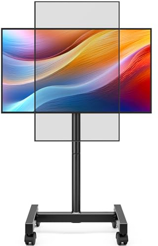 Hemudu Portable Mobile TV Stand on Wheels for 13-50 inch LCD/LED TVs, Rolling TV Floor Stand for Bedroom with 8-Level Height Adjustable up to 20kg, Max VESA 200x200mm