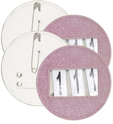 Imperial Riding Turniernummern IRH Glitter Round, Runde Startnummernhalter mit Glitzer, dreistellig, Set aus 2 Stück, Pink, 1SIZE