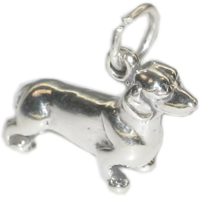 Dackel Hund Sterling Silber Charm .925 x 1 Wurst Hunde Charms