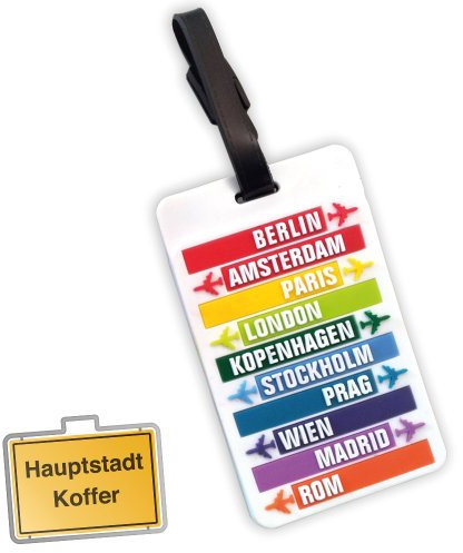 HAUPTSTADTKOFFER - Kofferanhänger inklusive Adressfeld, Kunststoff Kofferschild, Gepäckschild für Koffer Tasche Rucksack, Farbe: Citys Weiß