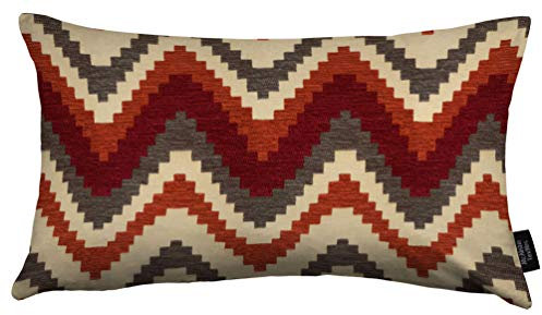 McAlister Textiles Navajo | Kissenbezug für Sofakissen in Rot & Orange | 40 x 60 cm | Kissenhülle im gewobenen geometrischen Chenille Muster Ethno-Design Dekorative für Sofa, Couch