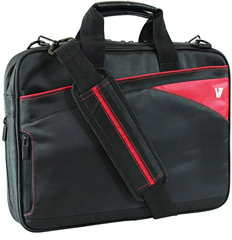 V7 Edge Laptoptasche, Schwarz mit roten Akzenten Black with Red Accent 33,8 cm (13,3 Zoll)
