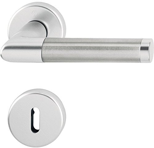 HOPPE 3286690 Drückergarnitur Amsterdam mit Rosetten BB (Buntbart),silber eloxiert/Edelstahl