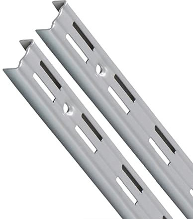 PRIOstahl Wandschienen Regalsystem Silber - 2 Stück Wandschiene 2-Reihig 2000mm Regal - Schwerlast Wandregal Aufbewahrung System für Garage Keller Werkstatt