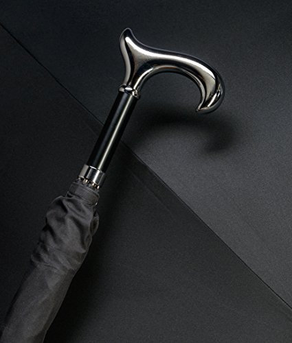 Stützschirm GENTLEMAN Schirm klassisch schwarz, Derbygriff verchromt edel, Gesamtlänge 92 cm