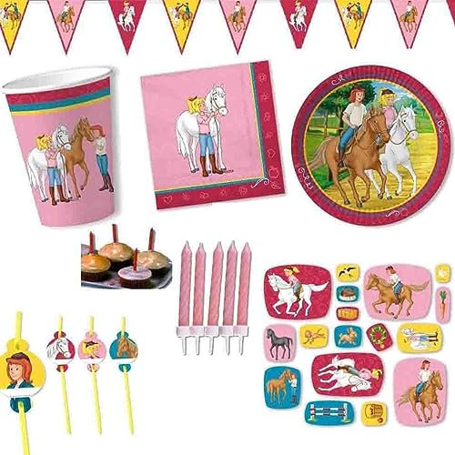 Firlefantastisch Bibi und Tina Party-Set für 10 Kinder // Bibi und Tina Geburtstagsdeko für 10 Kinder mit Teller + Becher + Servietten + Trinkhalme + Konfetti