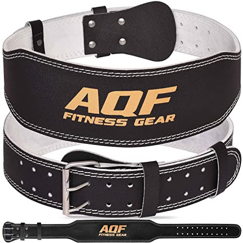 AQF Gewichthebergürtel - 4 6 Breit Leder Lendenwirbelstütze Gepolsterte Lifting Belt, Gym Belt Mit Stahlrollenschnalle, Sportgürtel Für Bodubuilding & Fitness (Schwarz/Gold 4 Zoll, XXL 40-44)