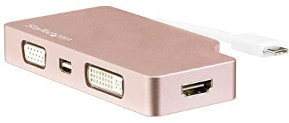 StarTech.com Adaptateur multiport USB-C - Multiprise USB-C or rose - 4-en-1 USB-C vers VGA, DVI, HDMI, ou Mini DisplayPort (CDPVDHDMDPRG)