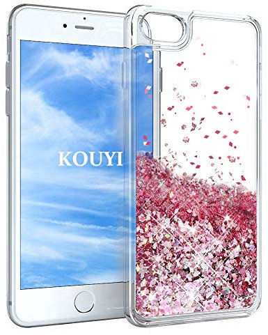 KOUYI Coque iPhone 6S/iPhone 6, Flottant Liquide Étui Protecteur TPU Bumper Cover Brillant Bling Mode 3D Créatif Conception Coques Housse Telephone étui pour Apple iPhone 6S/iPhone 6(Or Rose)