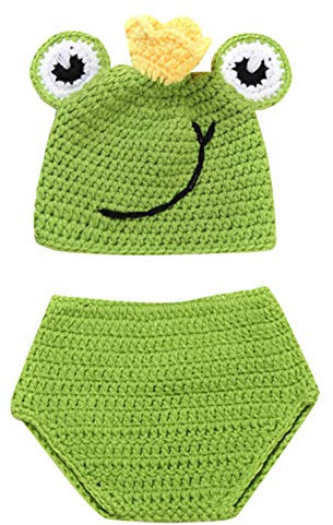 Happy Cherry Neugeborenes Baby Häkelarbeit Strick Kostüm Outfits Fotografie Stütze Süße Frosch Hüte