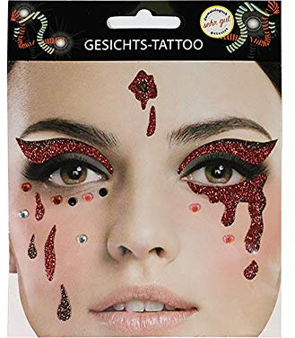 Gesichts Tattoo Spinnennetz Halloween Karneval (Bluttränen)