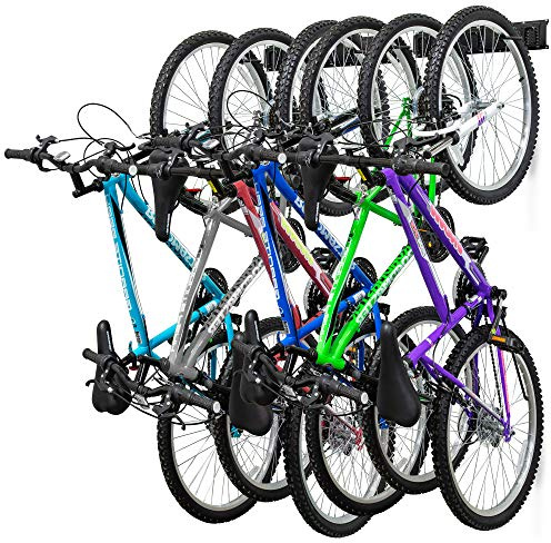 RaxGo Garage Bike Rack, Wall mounted Bicycle Storage Hanger, 6 Adjustable Hooks Universal for Indoor & Home Use