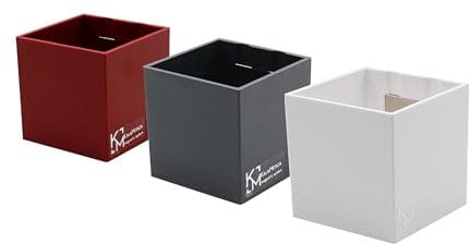 KalaMitica - Lot de 3 Cubes magnétiques de 6,5 cm - Blanc, Rouge, Plomb - Boîtes de Rangement ou Cache-Pots magnétiques avec Aimant Puissant pour Tableaux magnétiques muraux