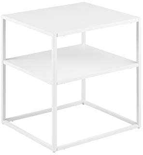 AC Design Furniture Nino Nachttisch mit Ablage, B: 45 x H: 50,5 x T: 40 cm, Weiß, Metall, 1 Stk