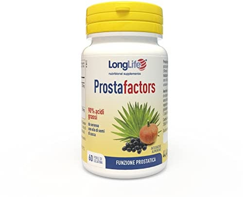 LongLife® Prostafactors | Integratore di Serenoa repens | Titolato al 90% in acidi grassi liberi, con olio di semi di zucca | Integratore prostata | 60 perle | Senza glutine e halal
