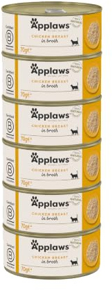 Applaws 100% Natural Wet Cat Food Cans, Chicken Breast in Broth - 6 x 70g