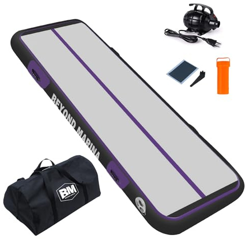 BEYOND MARINA Heavy-Duty Inflatable Gymnastics Mat, 10 cm Thick Air Tumble Track, 2m/3m/4m/5m Tumbling Mat with Electric Pump, for Home, Gym, Cheerleading, Yoga, Acrobatics, Water Fun