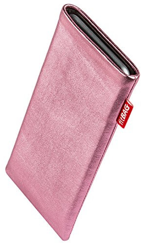 fitBAG Groove Rosa per Apple iPhone 12 Mini/iPhone 13 Mini Custodia per Cellulare Pelle Nappa Lucida con Imbottitura in Microfibra | Made in Germany