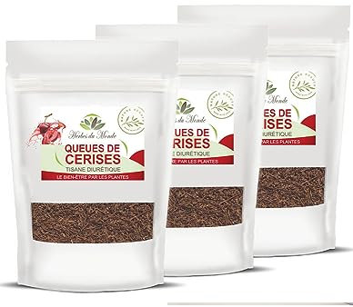 Herbes du Monde - Queues de Cerises Coupées 300g -Tisane Drainante Naturelle - Détox & Bien-être Urinaire - Infusion Minceur - 3 sachets