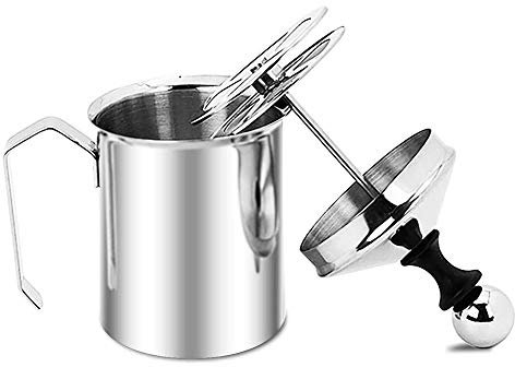TIEMORE Mousseur à leite manuel en inox 500 ml - Machine à mousse manuelle pour fazer mousse - ferramence pour fazer mousse de café com crème de café luxo