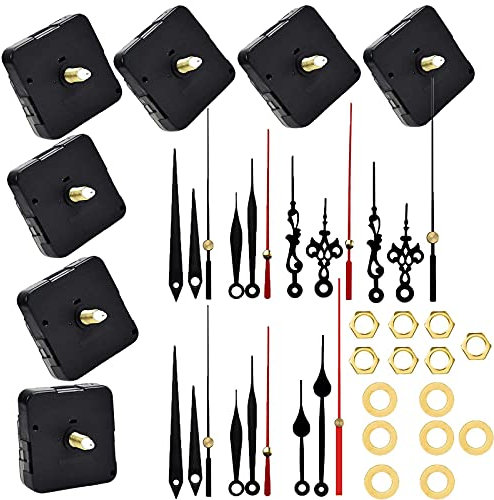 7 Pack Battery Powered Clock Mechanisms - Long & Short Shaft Replacement Clock Motors with Silent Quartz Movement and Hands