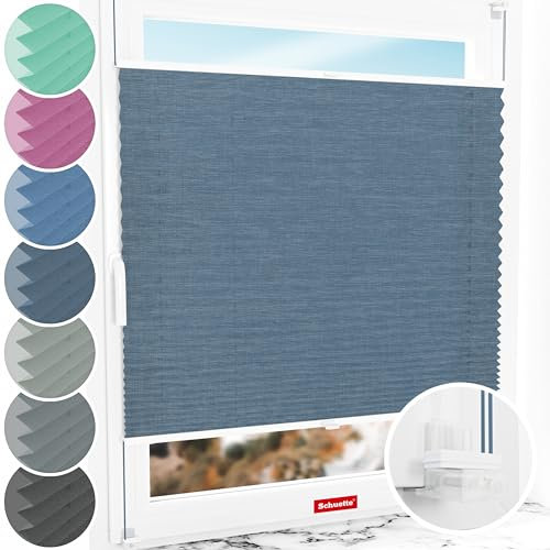 Schuette® Plissee ohne Bohren ● Melange Kollektion: After Rain (Blau) ● 80x200cm (Breite x Höhe) ● Suprafix Faltrollo Klemmfix 2.0 Rollo ● 60 Sekunden Plisseerollo Montage inkl. Video