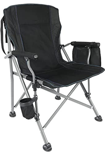 REDCAMP Heavy Duty Folding Camping Chair for Adults, Portable Directors Chair with Cup Holder and Side Bag for Outdoor Garden Picnic Lawn Fishing BBQ Festival Hunting, Black