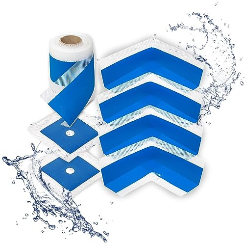 SuperBau Dichtband Set - Abdichtband 10m, Abdichtband, 4x Innenecken, 2 x Manschetten, Abdichtung Dusche - Bad