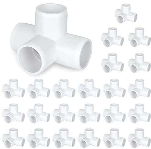 24 raccordi in PVC da 1/2 pollici a 4 vie, raccordi a gomito in PVC, raccordo a T con uscita laterale a gomito in PVC, per mobili in PVC, serre, capannoni, tende