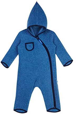 Finkid Puku Wool Blau - Warmer atmungsaktiver Kinder Wollfleece Overall, Größe 60-70 - Farbe Real Teal - Navy