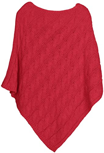 styleBREAKER Damen Poncho Zopfmuster Grobstrick Rundhals | Dreieckige Passform. Rückenlänge 80cm. elastisch. Einheitsgröße. weiche Haptik. wärmendes Material. ärmellos.
