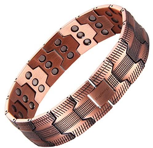 MagEnergy 99.9% Copper Magnetic Bracelet for Men, 3X Magnetic Bracelets Men with Ultra Strength Magnets, Adjustable Wristband with Link Removal Tool & Jewelry Gift Box(Copper)