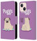 Head Case Designs Puggs Piper El Doguillo Carcasa de Cuero Tipo Libro Compatible con Apple iPhone 13 Mini