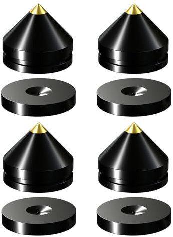 Tenlysound Hi-end Speaker Isolators Stand Feet Base Mats HiFi Speaker Spike Pads Aluminum Shock Absorber Vibration Dampener Audio Resonance Reducer for Subwoofer CD Record Player Amplifier Turntables