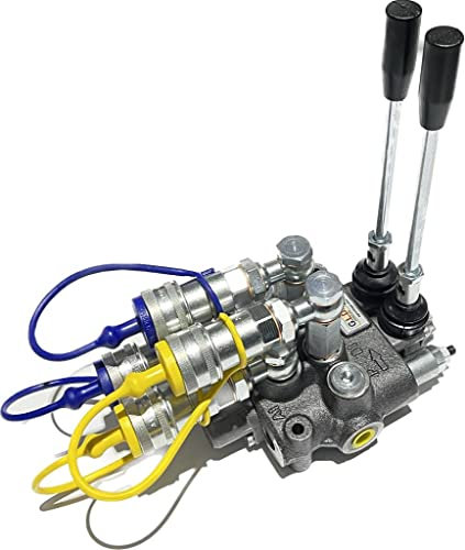 Distributore oleodinamico doppio effetto a 2 leve 3/8 40 Litri 180 bar completo di innesti rapidi