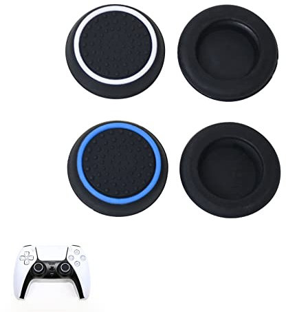 4Pcs Thumb Grips Compatible with PS5 & PS4 Controller Thumb Grips Silicone Cover Joystick Protection Attachments, Convex and Concave-Raised Dots & Studded Design
