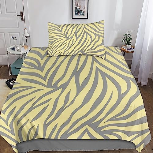 Tapete-Nena-Designer-Marburg-Tiere-gelb-57266-1705 Bettwäsche Set 3D Print Bettbezug Bettwäsche Mikrofaser Bettbezug, Mit Reißverschluss Und Kissenbezug Für Schlafzimmer, Weiche Bequemer Single(135x2