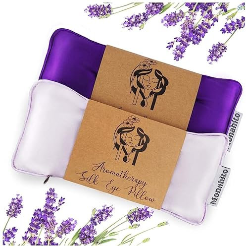 Hihealer Seiden Augenmaske 2er Set Lavendel Gewichtet, für Schlafen, Yoga, Spa, Meditation, Feucht- und Kaltkompressen, Selbstpflege Entspannungsgeschenke Weihnachtsgeschenke für Frauen