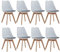 BenyLed Lot de 8 Chaise de Salle à Manger Scandinave, Chaises de Cuisine Modernes avec Coussin en Tissu, Chaises D'appoint en Lin avec Pieds en Hêtre (Blanc-Tissu)