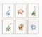 Youillne Dinosaurier-Aquarell-Wandkunst, Dekor, Dino Jungenzimmer, Leinwand, Wandkunst, Kinderzimmer, Kinderdrucke, Kleinkind, Dinosaurier-Poster, Kinder-Kunstwerk, Kinderzimmer, Bilder für