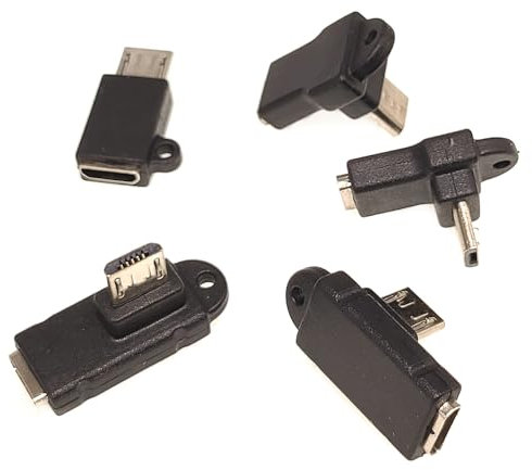 Micro USB 2.0 5Pin Male to Female M to F Extension Connector Adapter Long Plug Connector 90 Degree Right & Left Up Down Angled (ST+UP+DO+LE+RI)